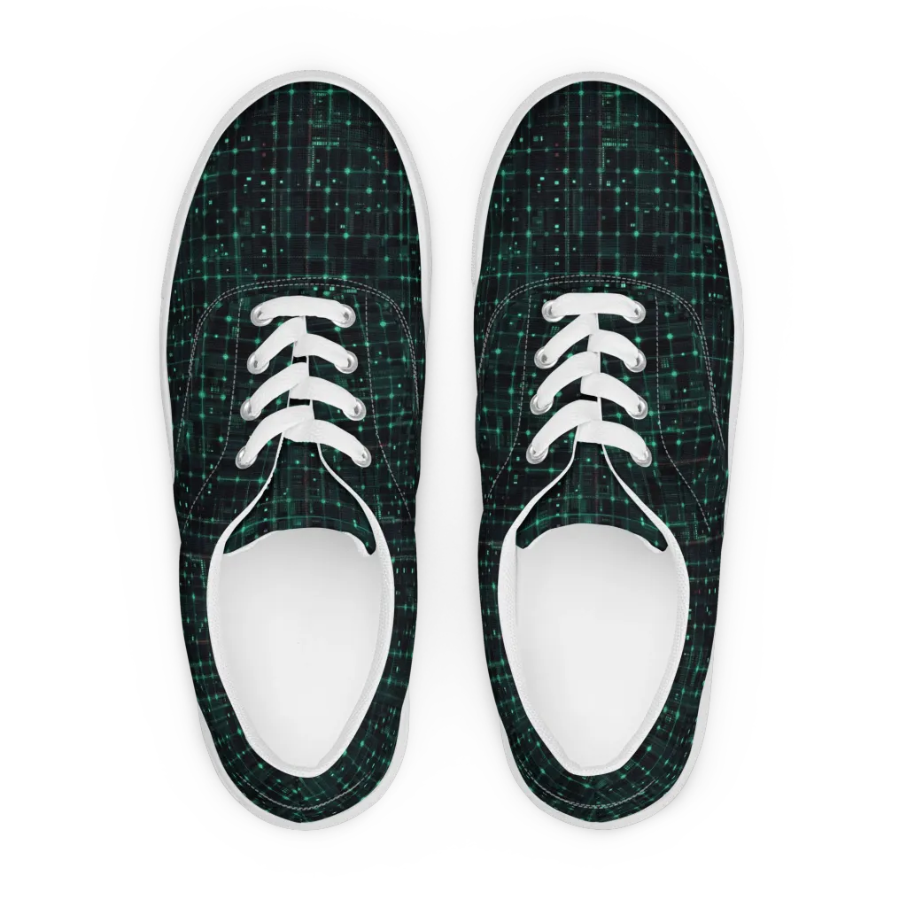 Neon Matrix on Men's Lace-Up Canvas Shoes — Front