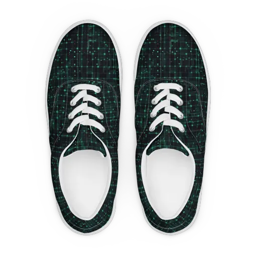Neon Matrix on a Men's Lace-Up Canvas Shoes