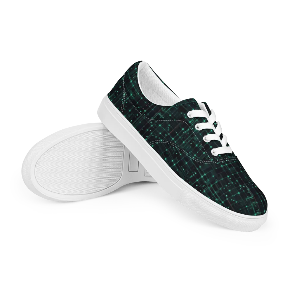 Neon Matrix on Men's Lace-Up Canvas Shoes — Right Front