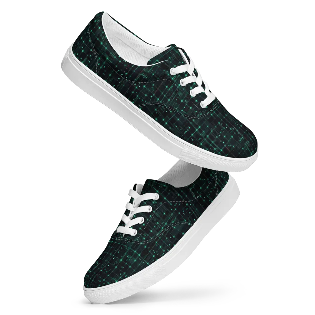 Neon Matrix on Men's Lace-Up Canvas Shoes — Front