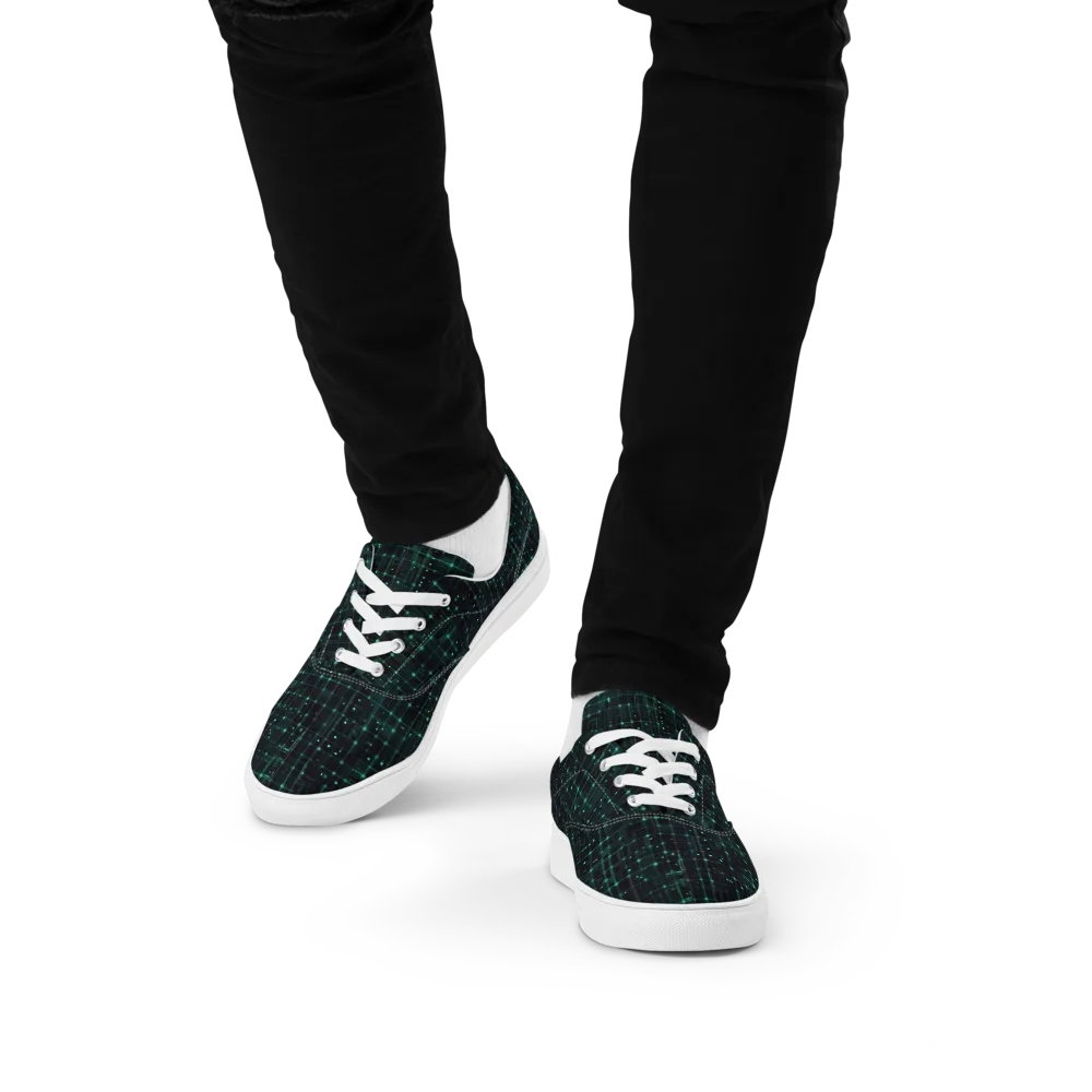 Neon Matrix on Men's Lace-Up Canvas Shoes — Front