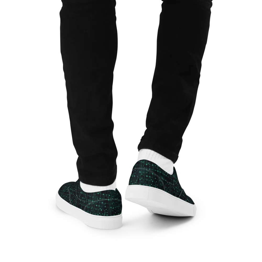 Neon Matrix on Men's Lace-Up Canvas Shoes — Back