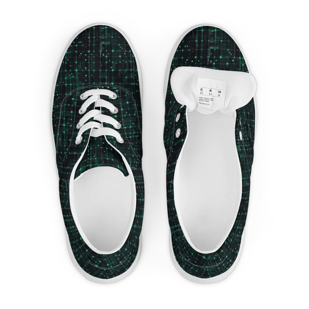 Neon Matrix on Men's Lace-Up Canvas Shoes — Front