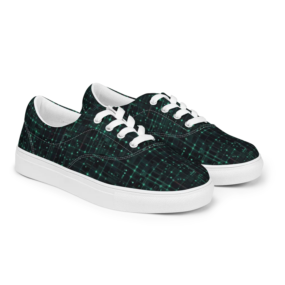 Neon Matrix on Men's Lace-Up Canvas Shoes — Right Front