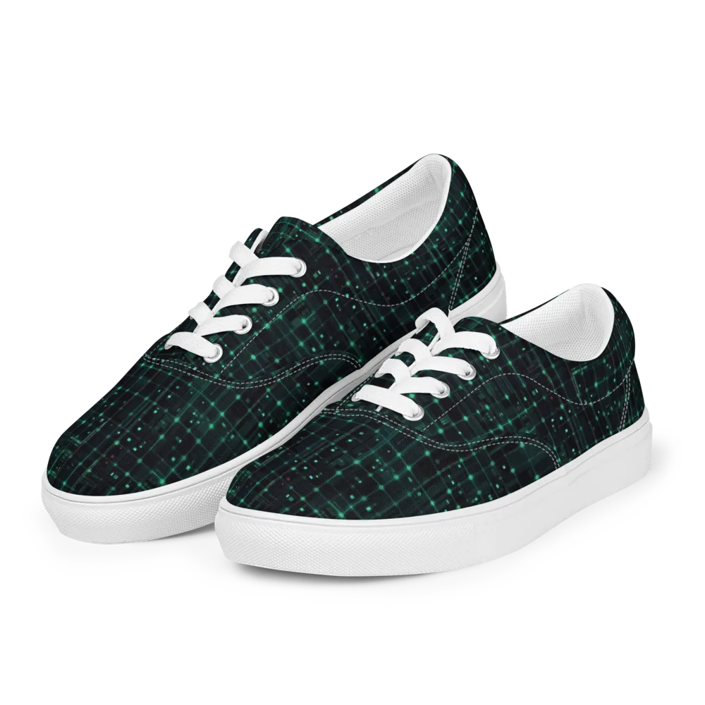 Neon Matrix on Men's Lace-Up Canvas Shoes — Left Front