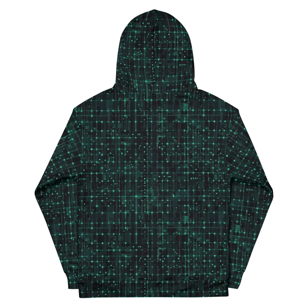 Neon Matrix on Cotton Hoodie — Back