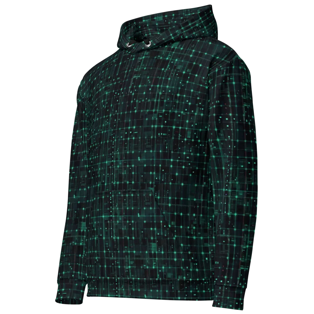 Neon Matrix on Cotton Hoodie — Left Front