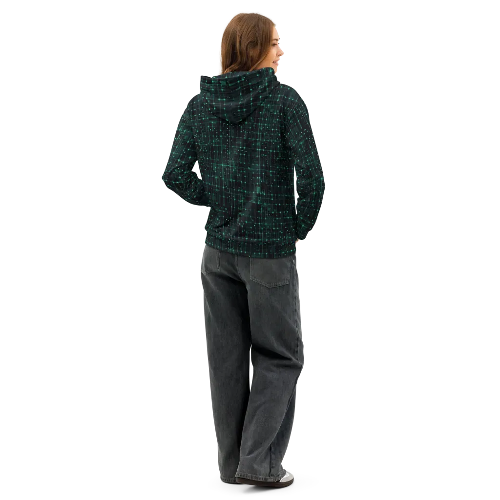 Neon Matrix on Cotton Hoodie — Back