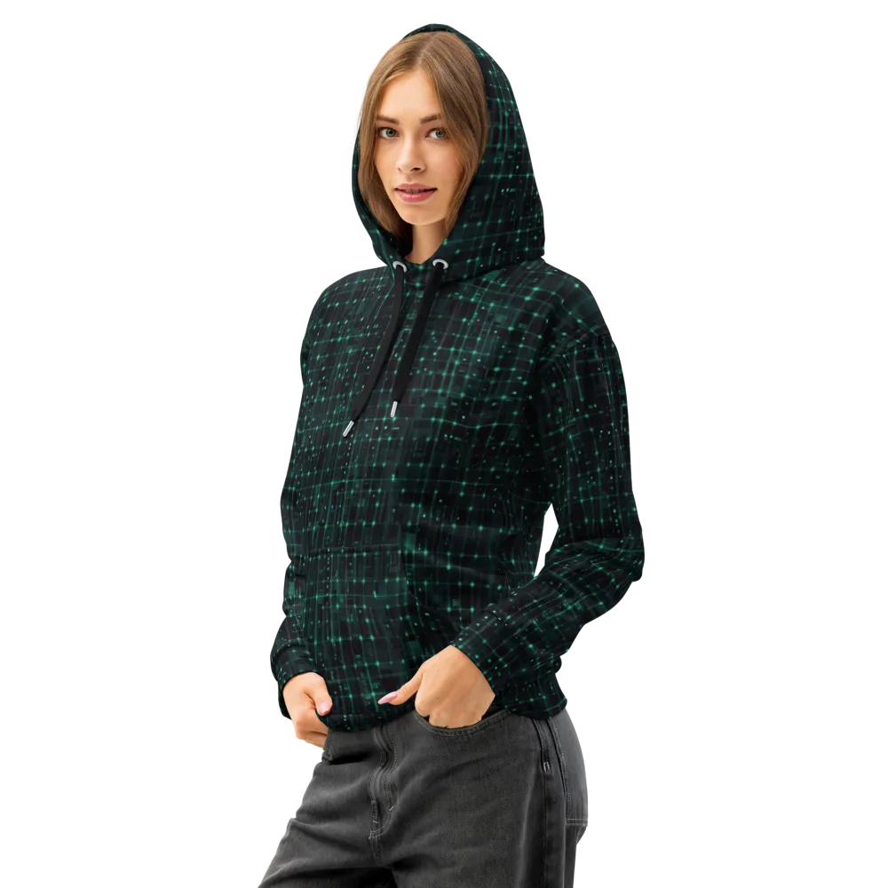 Neon Matrix on Cotton Hoodie — Left Front