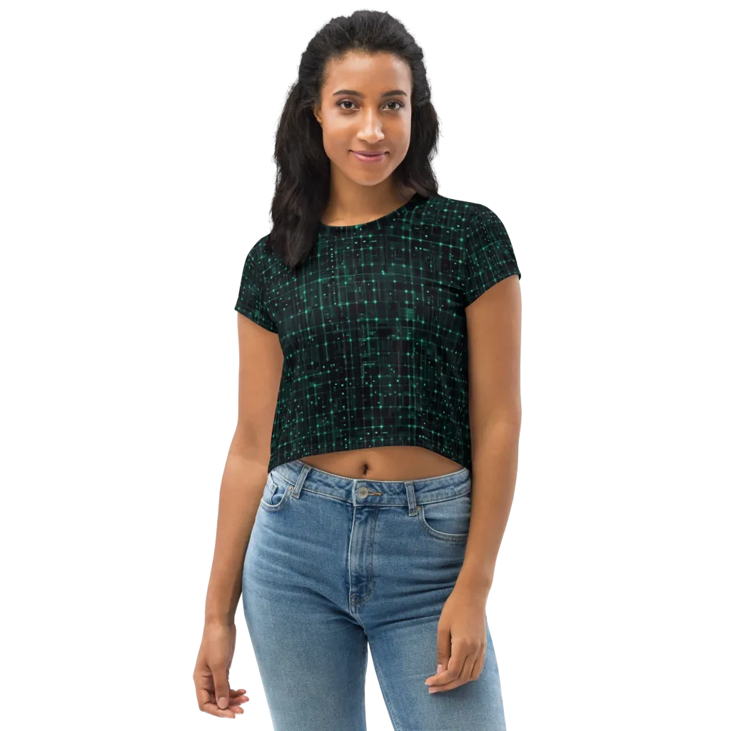 Neon Matrix on Crop Tee — Front