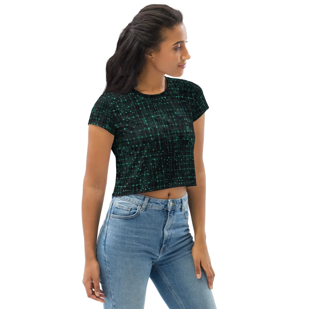 Neon Matrix on Crop Tee — Right Front
