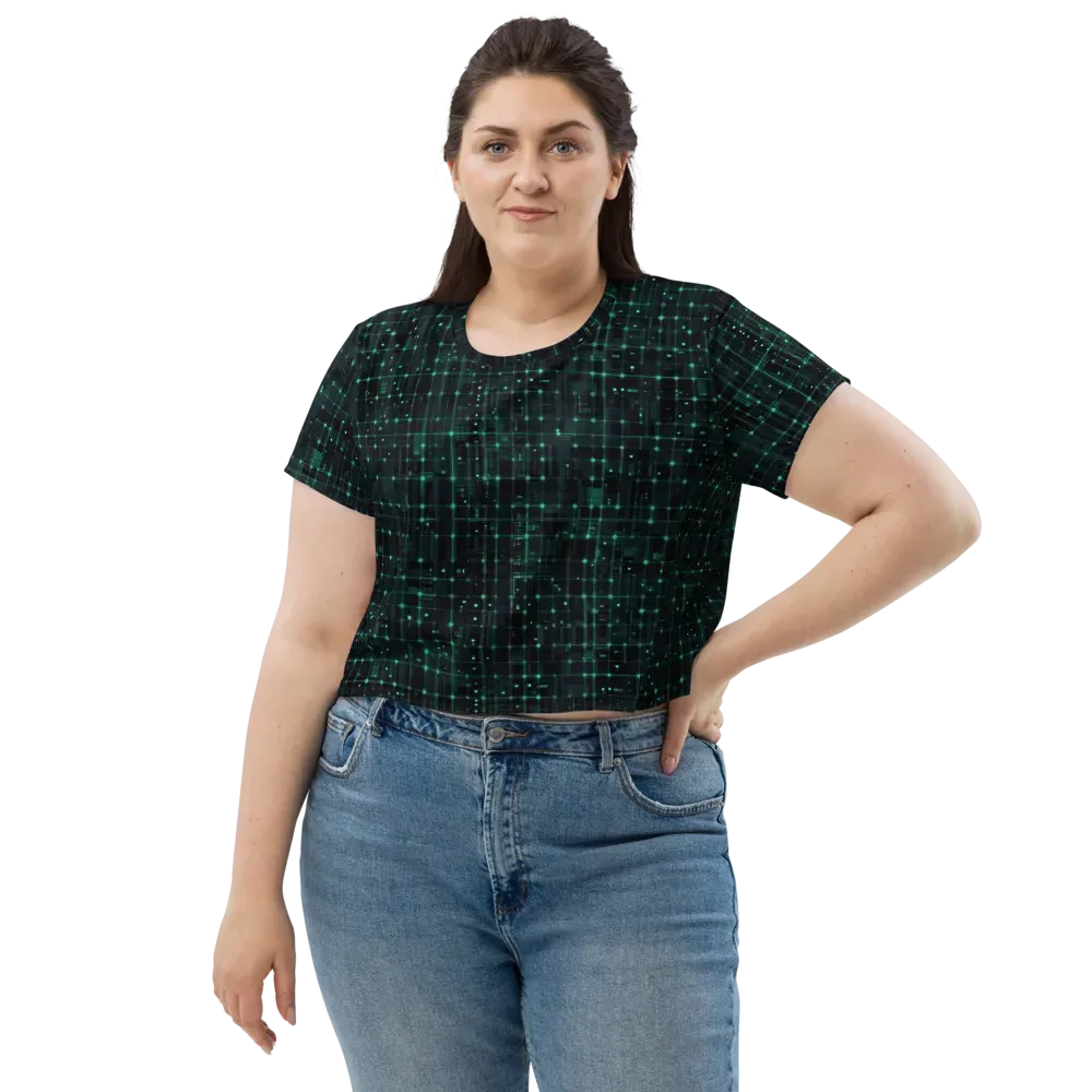 Neon Matrix on Crop Tee — Front