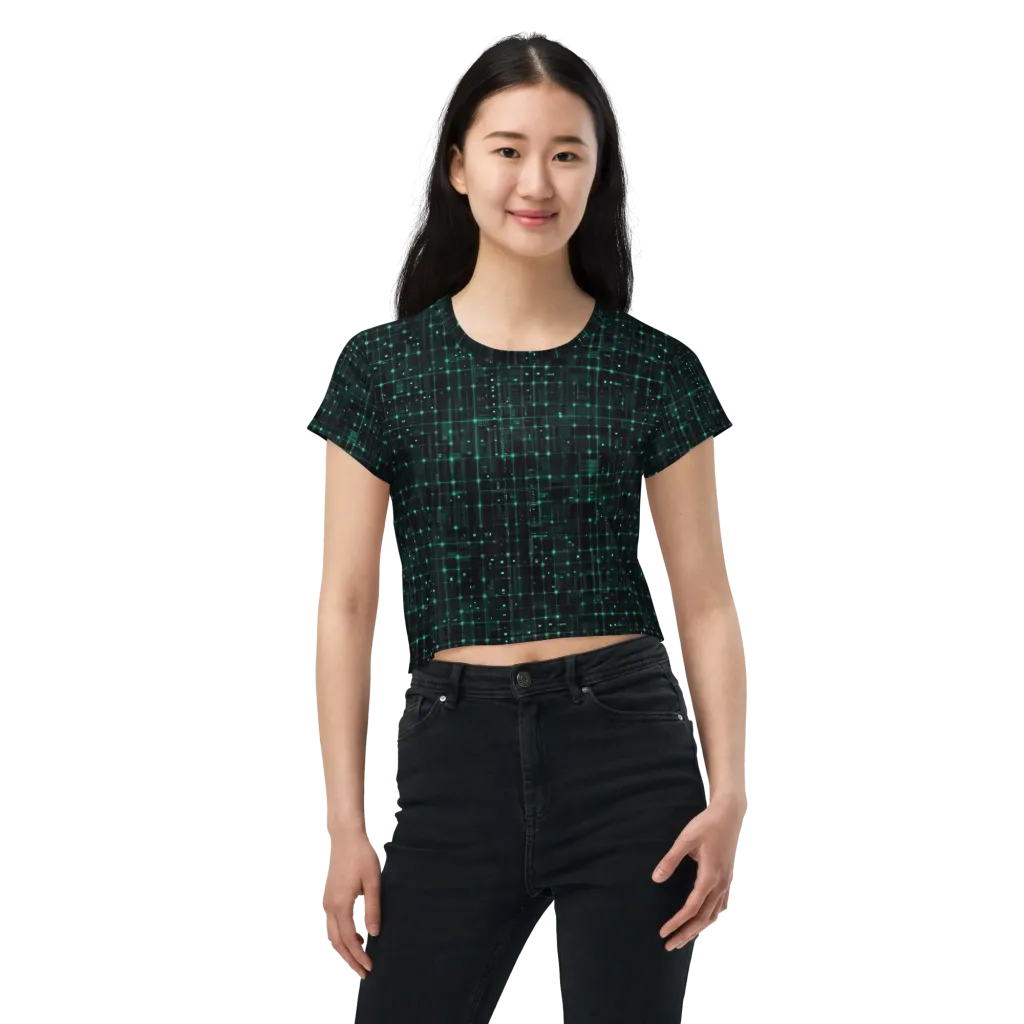 Neon Matrix on Crop Tee — Front