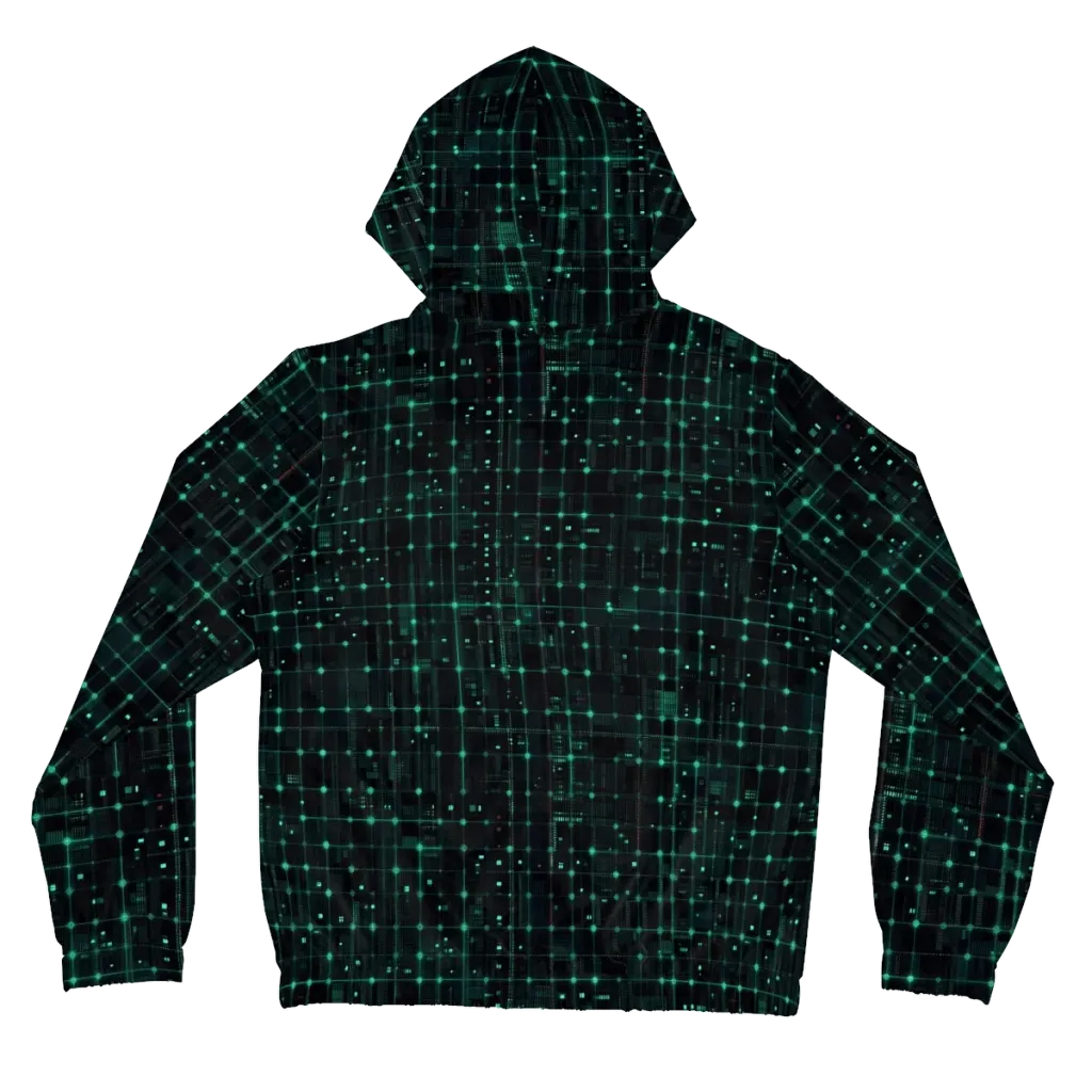 Neon Matrix on Women's Full-Zip Hoodie — Back