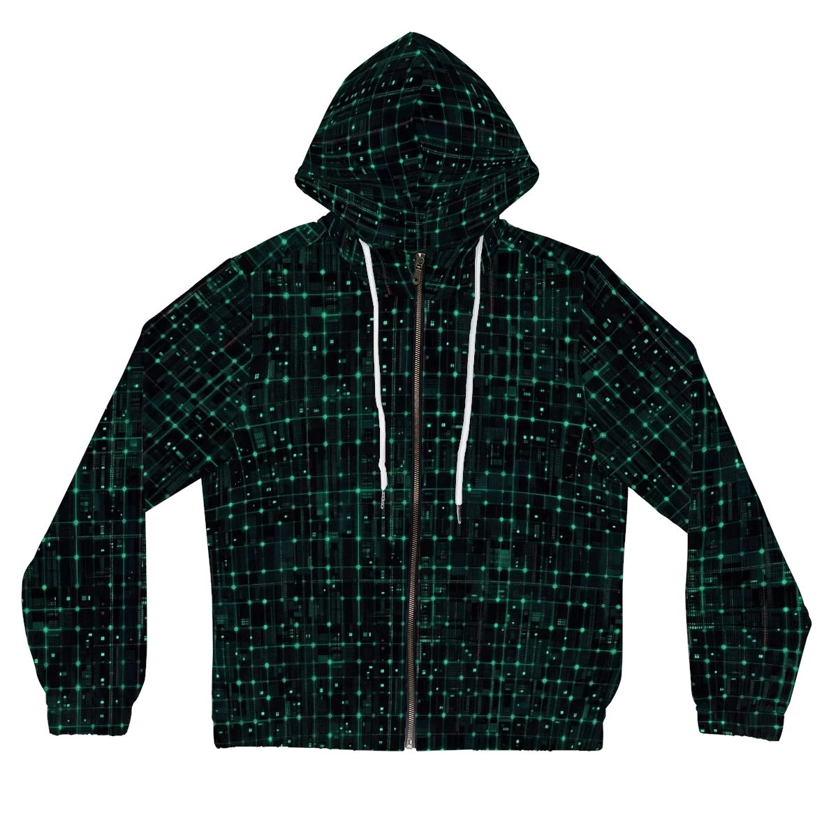 Neon Matrix on Women's Full-Zip Hoodie — Front