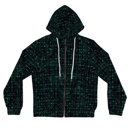 Neon Matrix on a Women's Full-Zip Hoodie