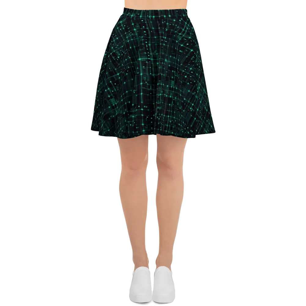 Neon Matrix on Skater Skirt — Front