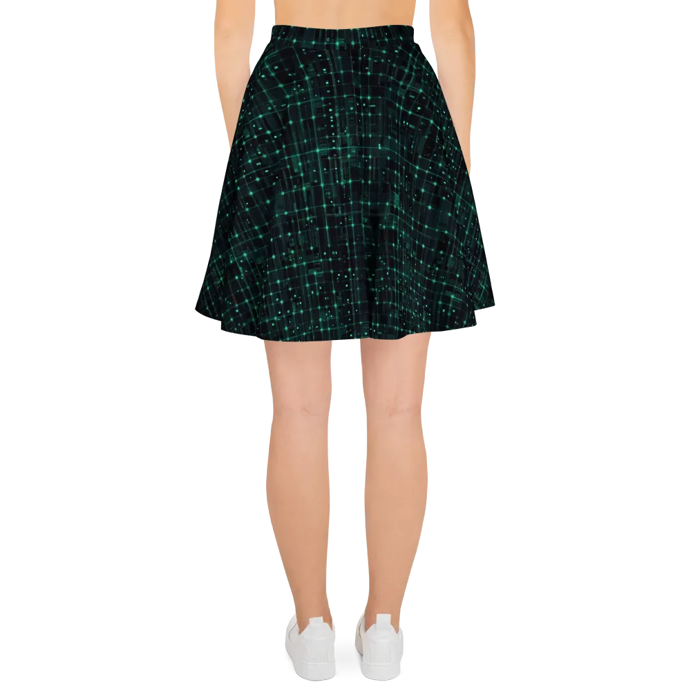 Neon Matrix on Skater Skirt — Back