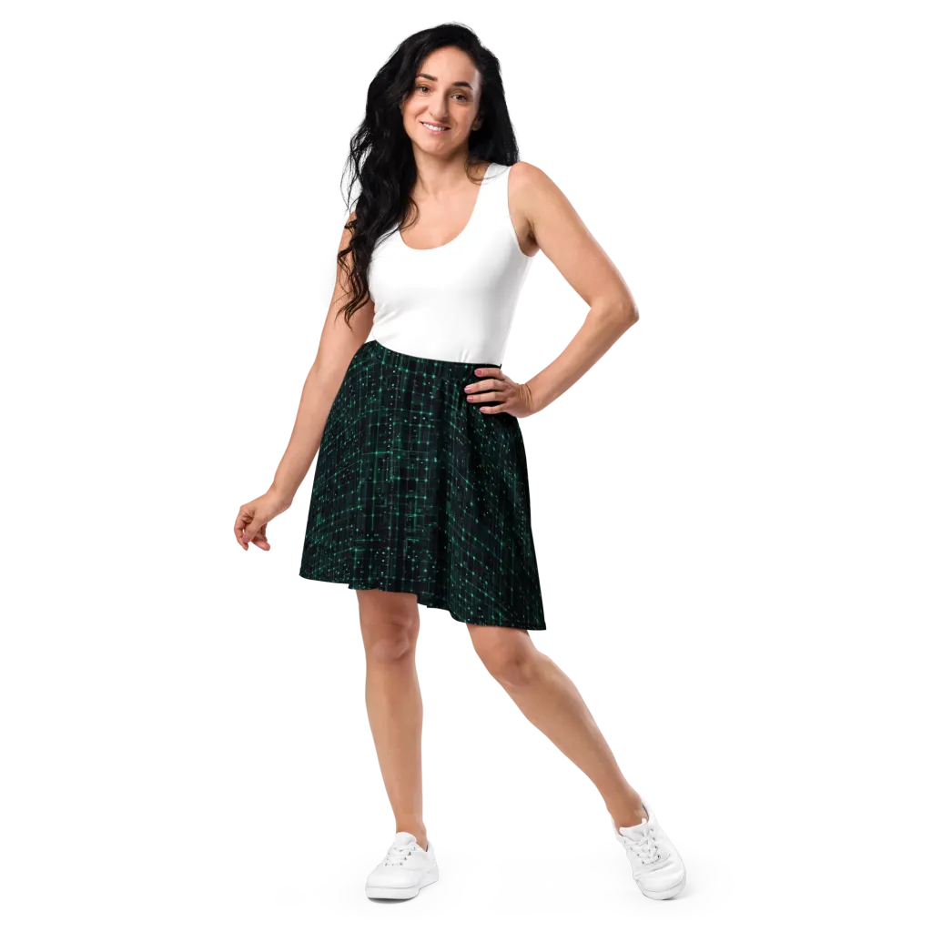 Neon Matrix on Skater Skirt — Front