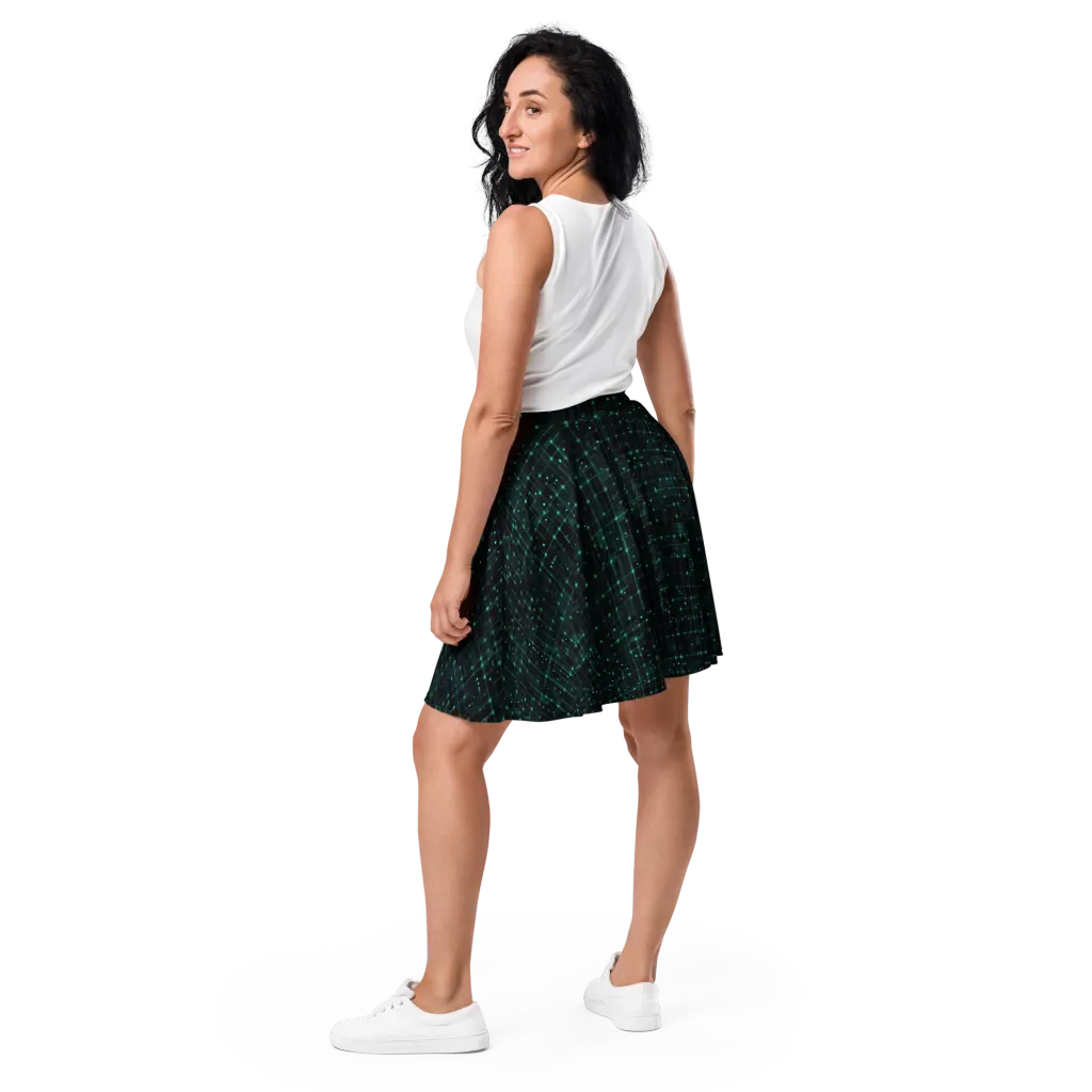 Neon Matrix on Skater Skirt — Back