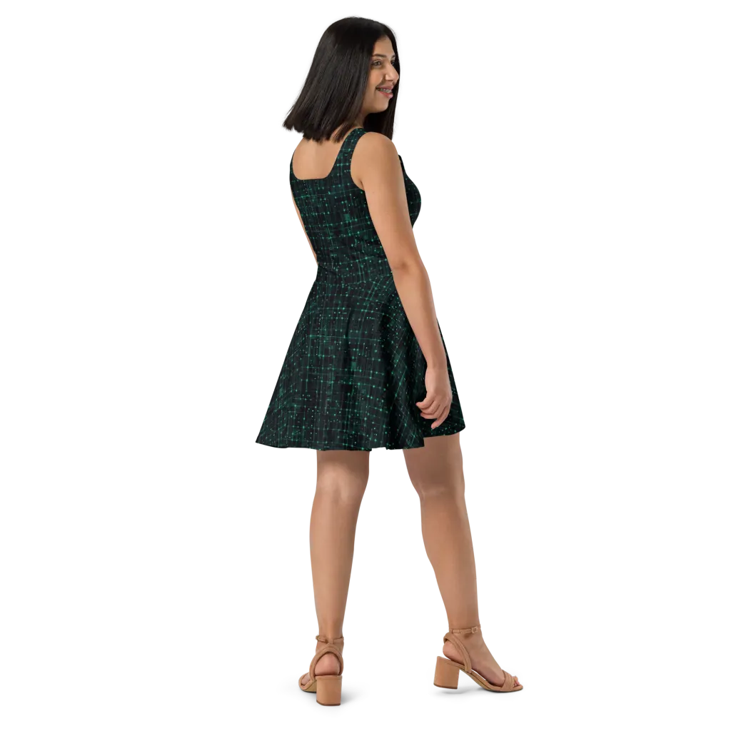 Neon Matrix on Skater Dress — Right