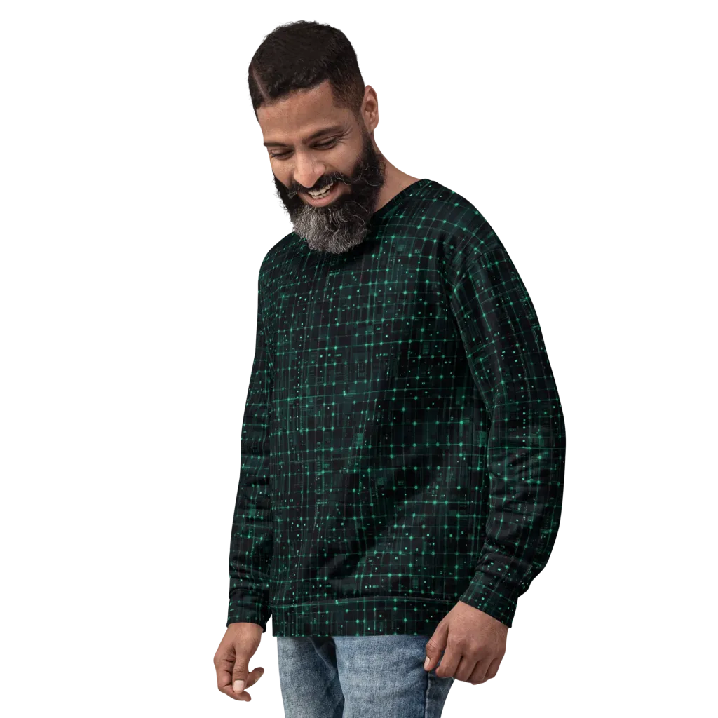 Neon Matrix on Sweatshirt — Left Front