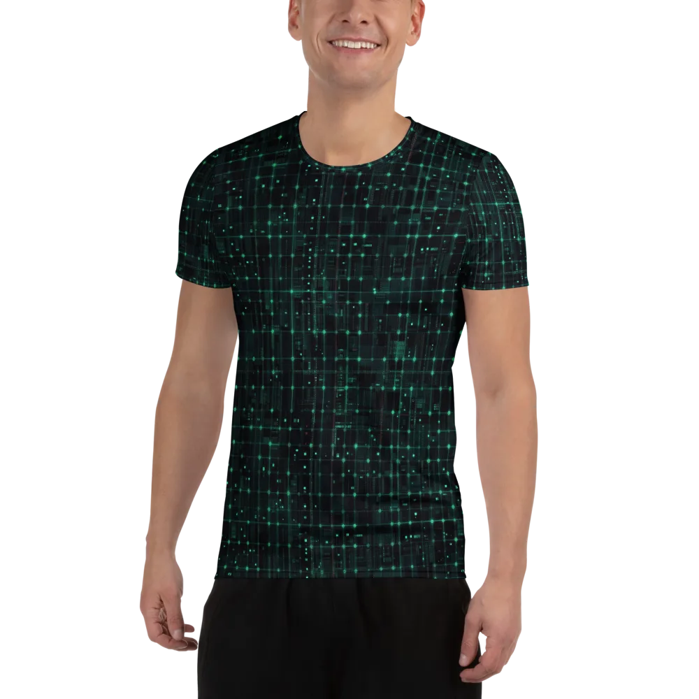 Neon Matrix on Men's Athletic T-Shirt — Front