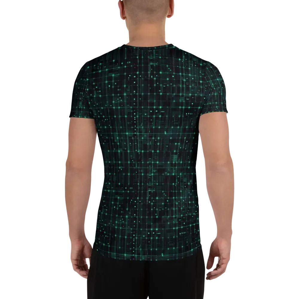 Neon Matrix on Men's Athletic T-Shirt — Back