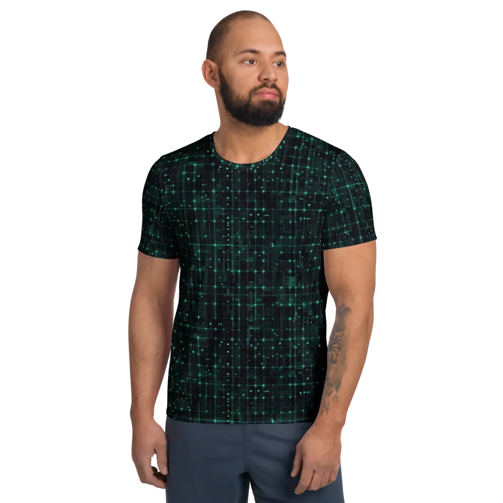 Neon Matrix on Men's Athletic T-Shirt — Front