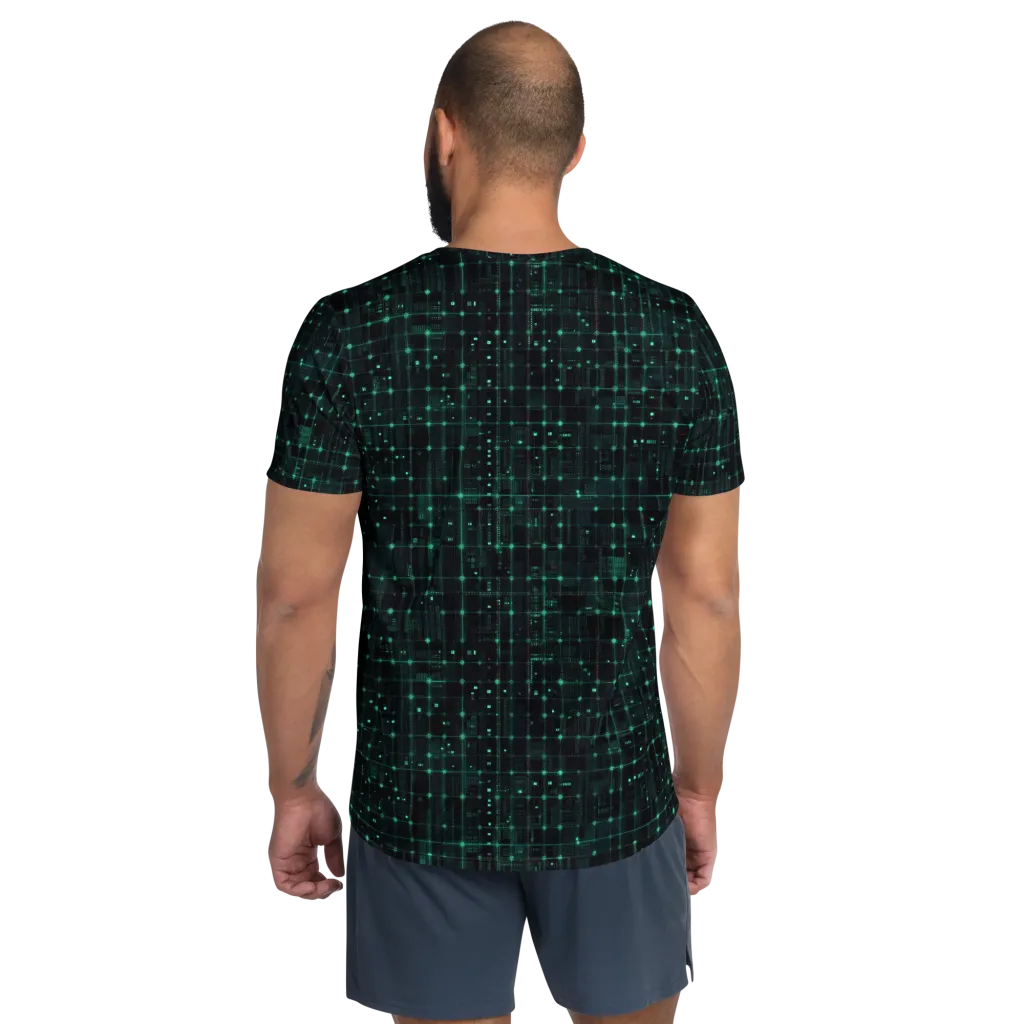 Neon Matrix on Men's Athletic T-Shirt — Back