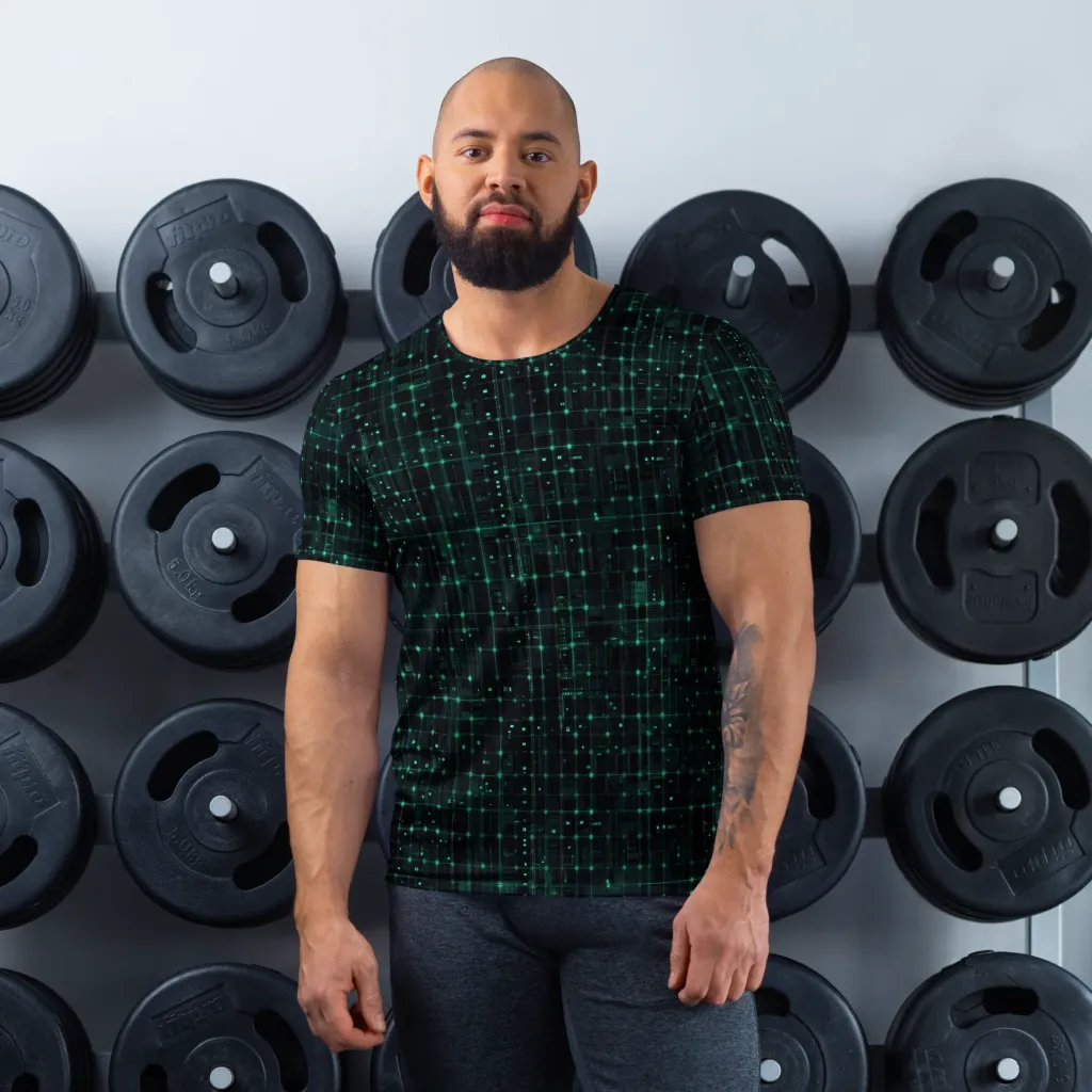 Neon Matrix on Men's Athletic T-Shirt — Front