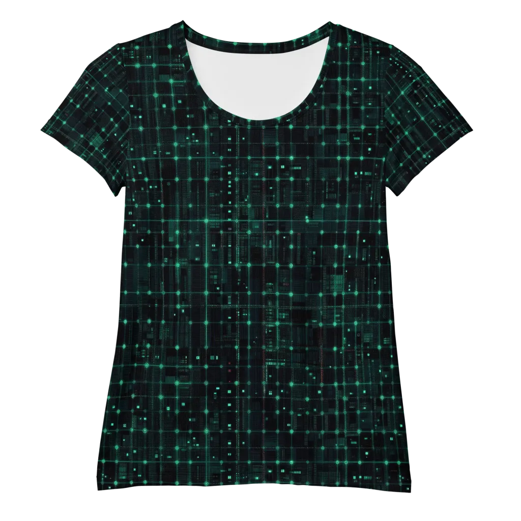 Neon Matrix on Women's Athletic T-Shirt — Front