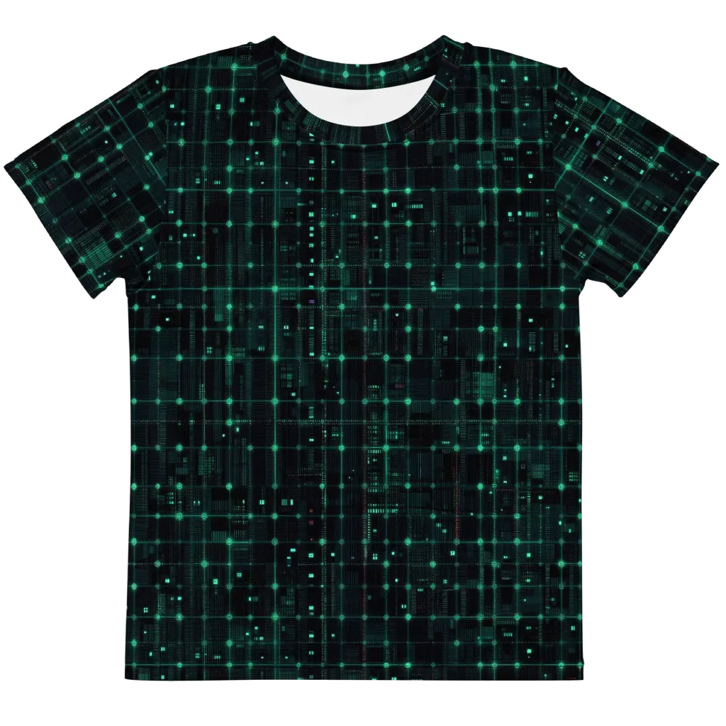 Neon Matrix on Kids Crew Neck T-Shirt — Front