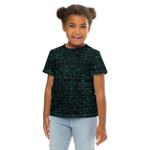 Neon Matrix on a Kids Crew Neck T-Shirt
