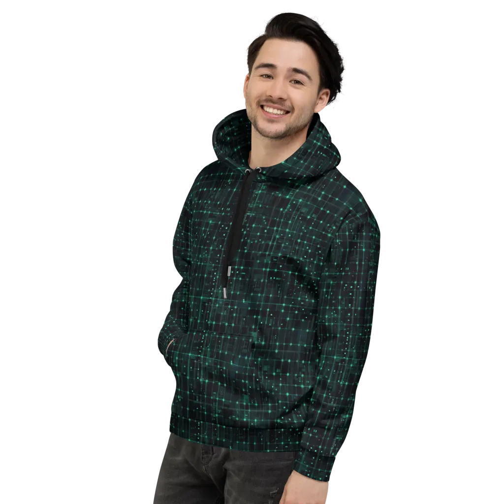 Neon Matrix on Hoodie — Left