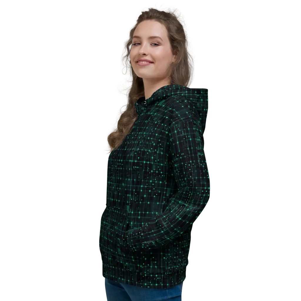 Neon Matrix on Hoodie — Left