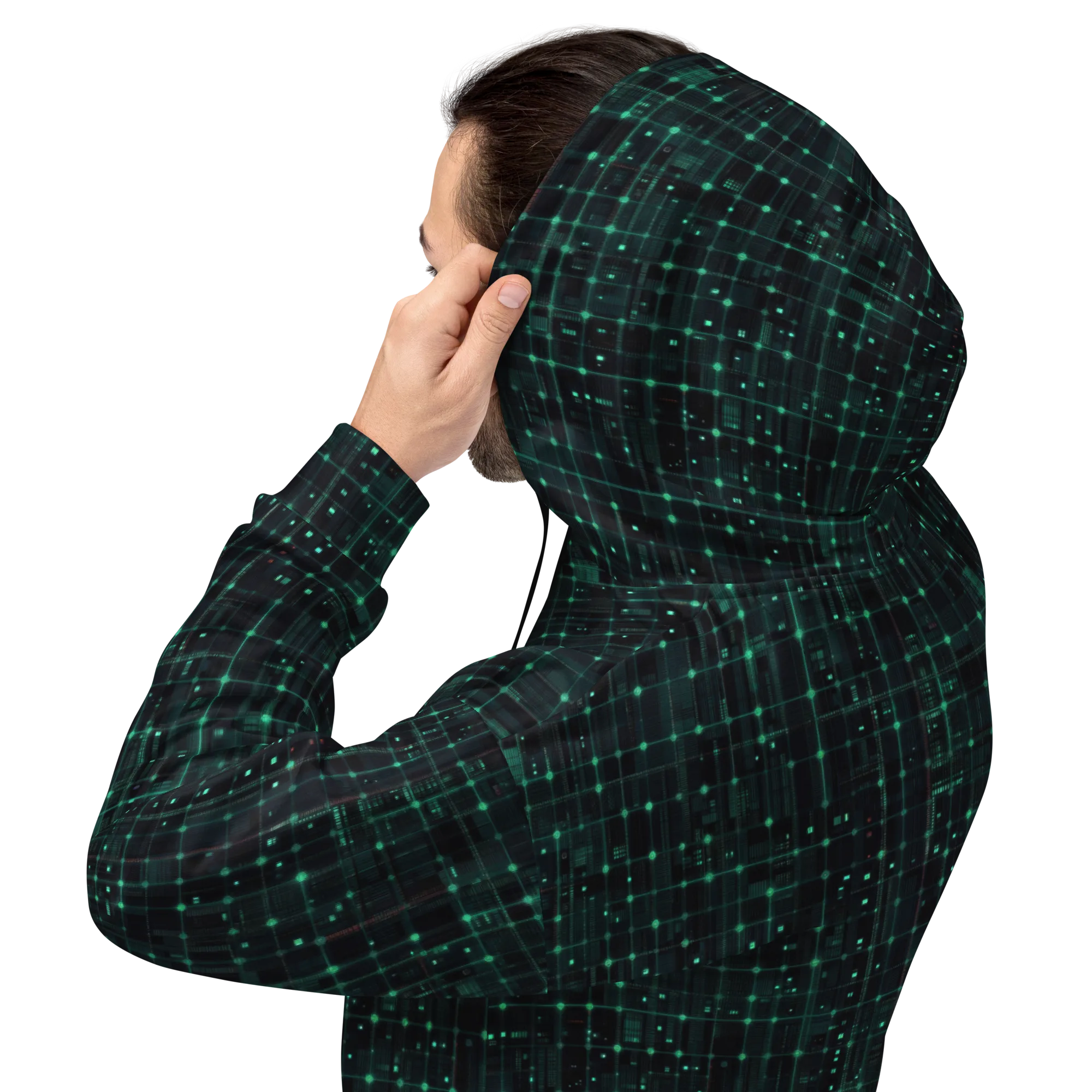 Neon Matrix on Hoodie — Back