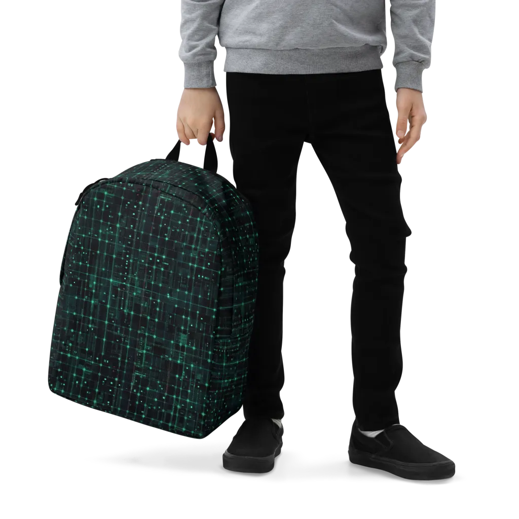 Neon Matrix on Minimalist Backpack — Zoomed-in