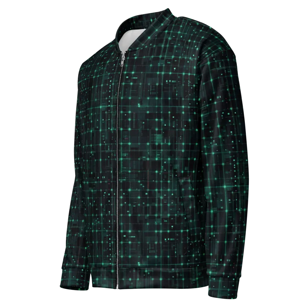 Neon Matrix on Bomber Jacket — Left Front