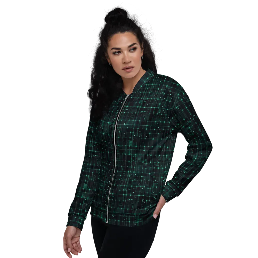 Neon Matrix on Bomber Jacket — Left