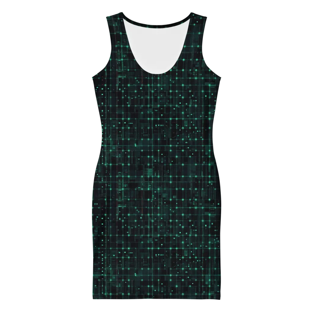 Neon Matrix on Bodycon Dress — Front