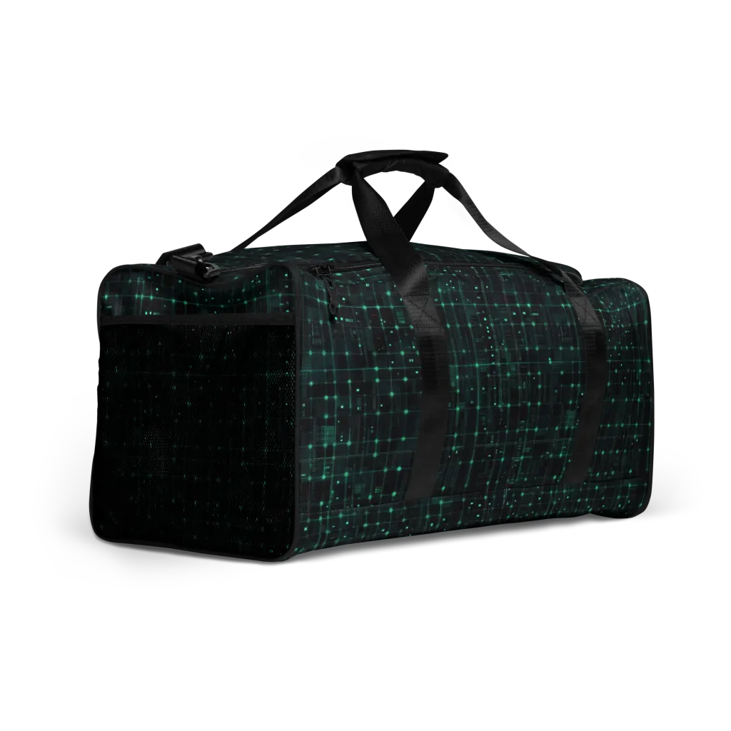 Neon Matrix on Duffle Bag — Right Front