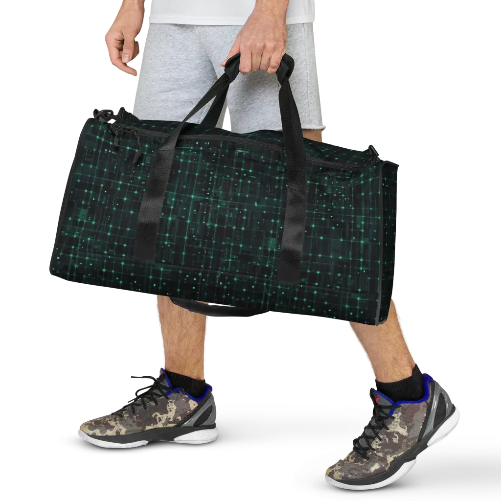 Neon Matrix on Duffle Bag — Front