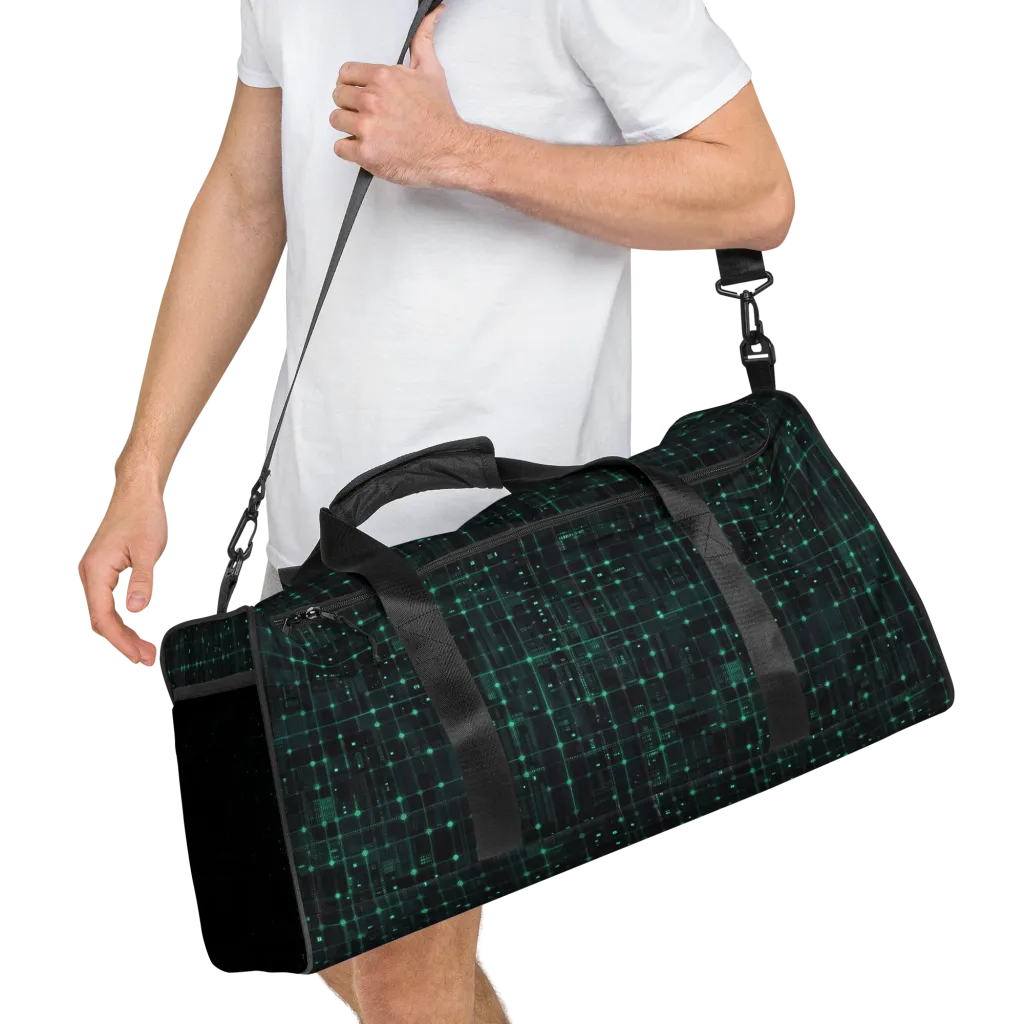Neon Matrix on Duffle Bag — Right Front