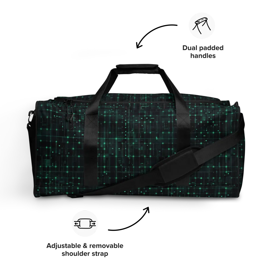 Neon Matrix on Duffle Bag — Front