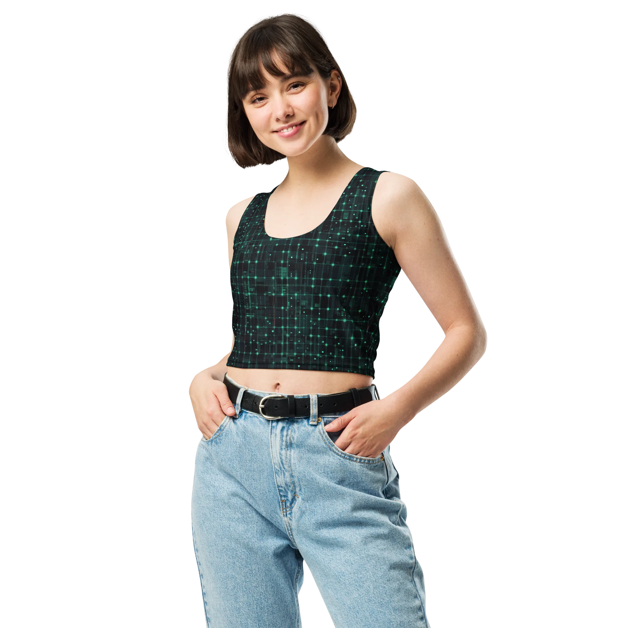 Neon Matrix on Crop Top — Front