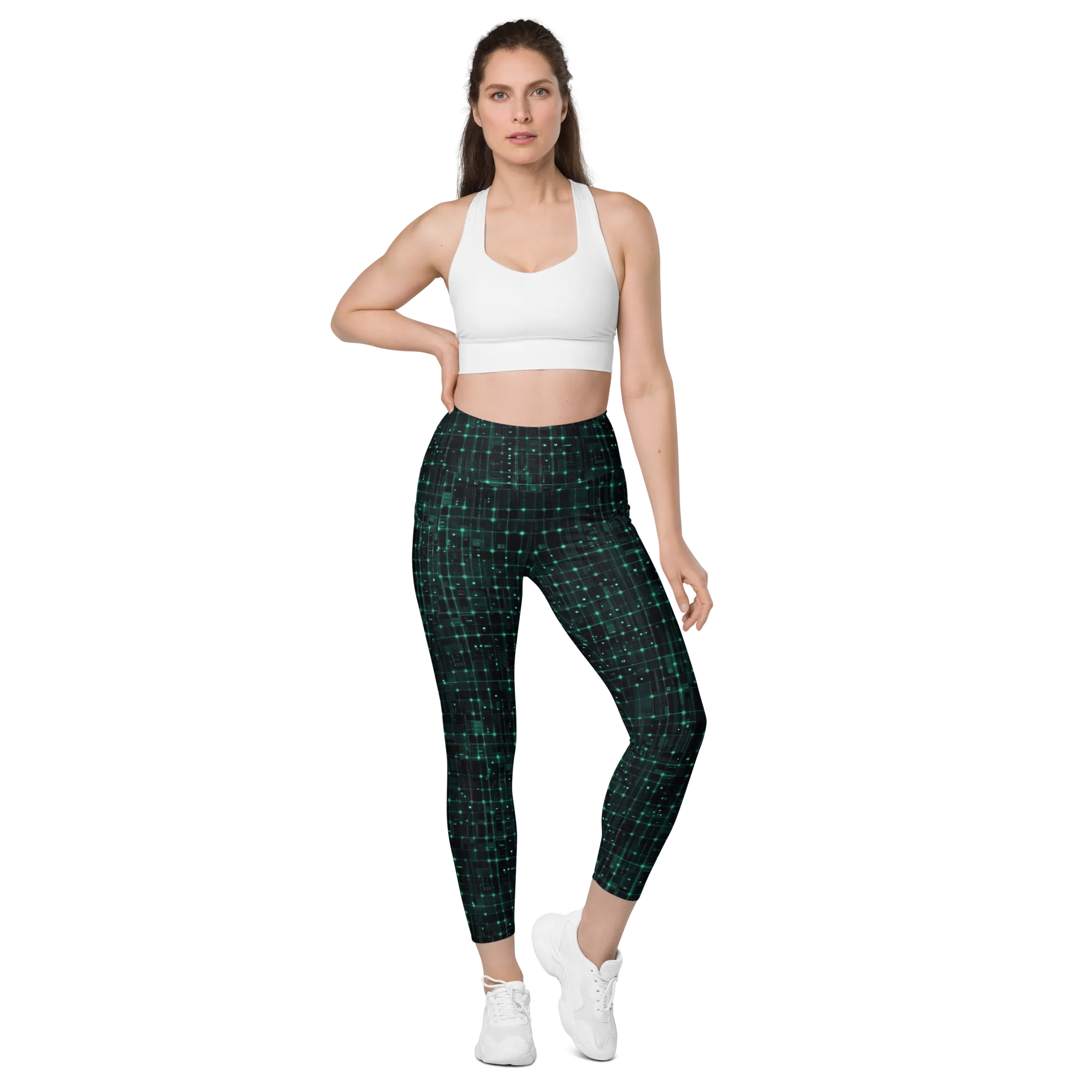 Neon Matrix on Leggings with Pockets — Front