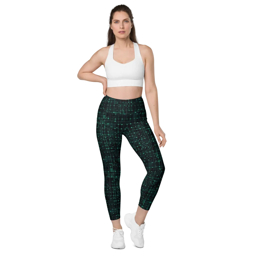 Neon Matrix on Leggings with Pockets — Front