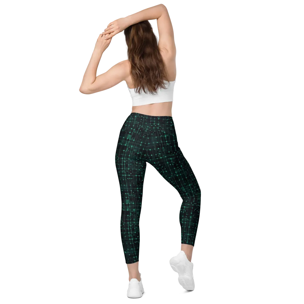 Neon Matrix on Leggings with Pockets — Back