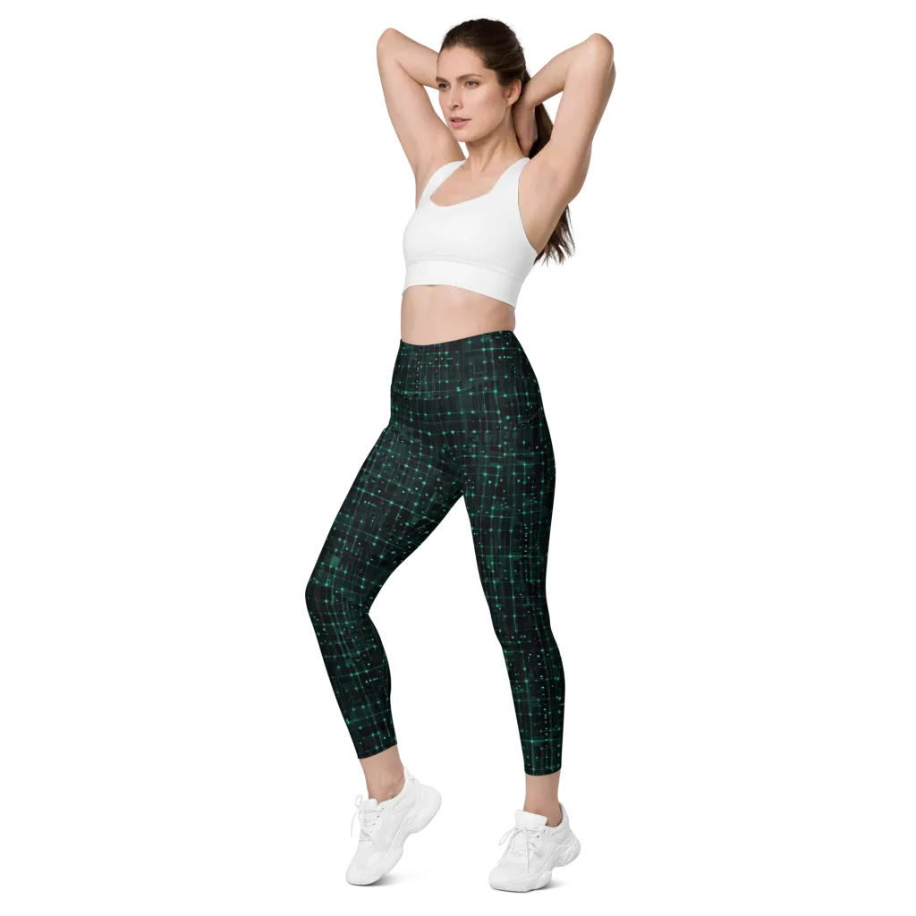 Neon Matrix on Leggings with Pockets — Left Front